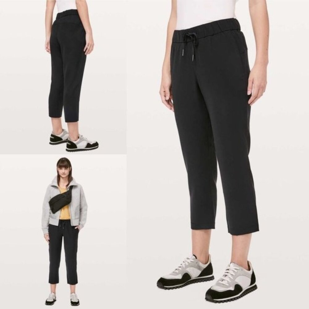 Lululemon Women's On The Fly Crop Woven 23" Athleisure Pants Size 10 Black